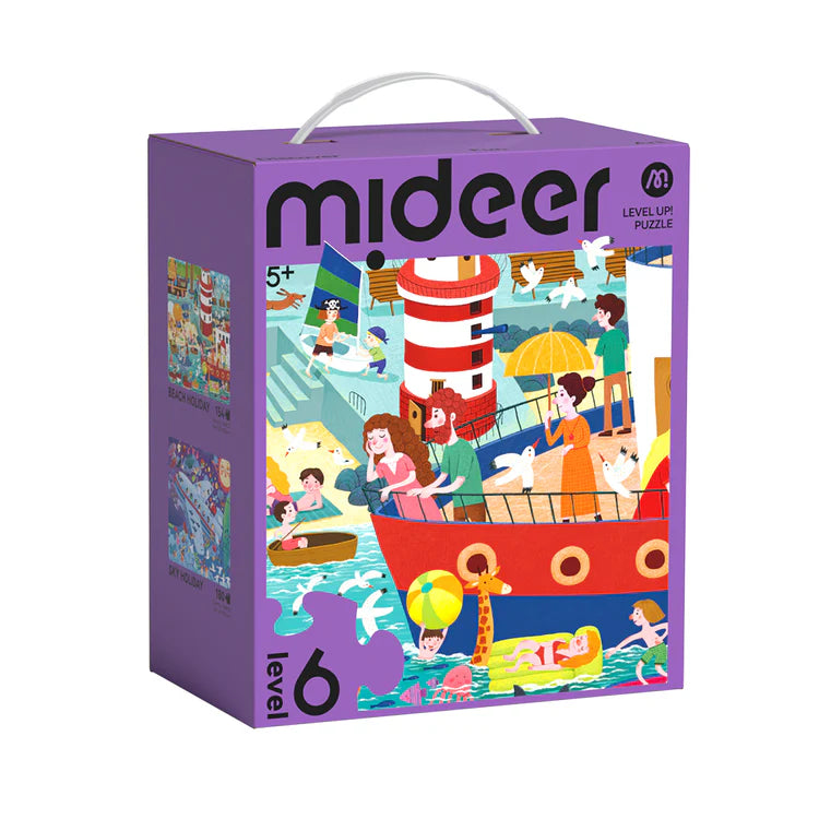 Mideer Level Up! Puzzles with Storage Bag - Level 6: Relaxing Holiday 154P-180P