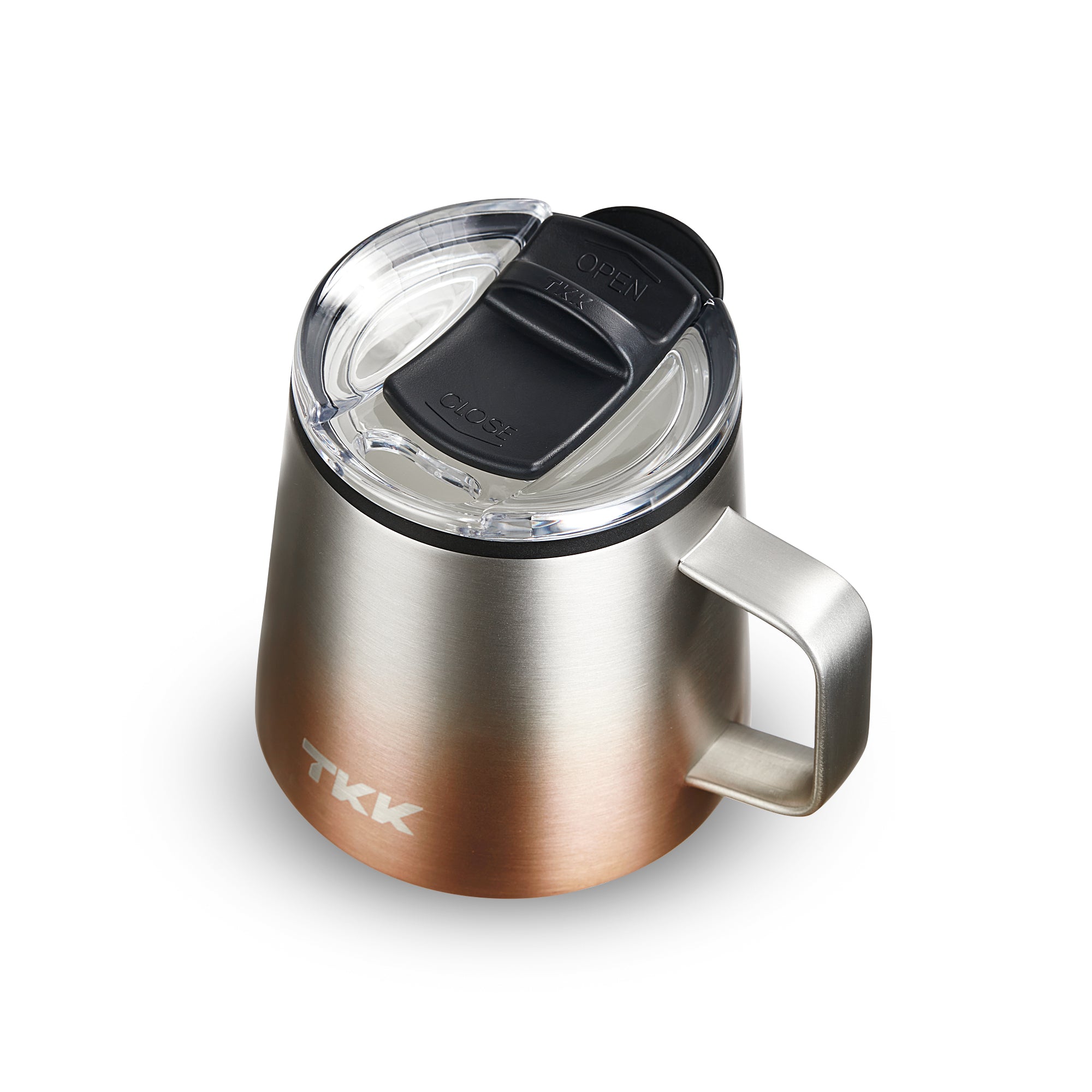 TKK 350ml Insulated Premium Coffee Mug with Ceramic Handle Coating, Detachable Slider Lid, Inner Liner Mug with Lid 316 Stainless Steel