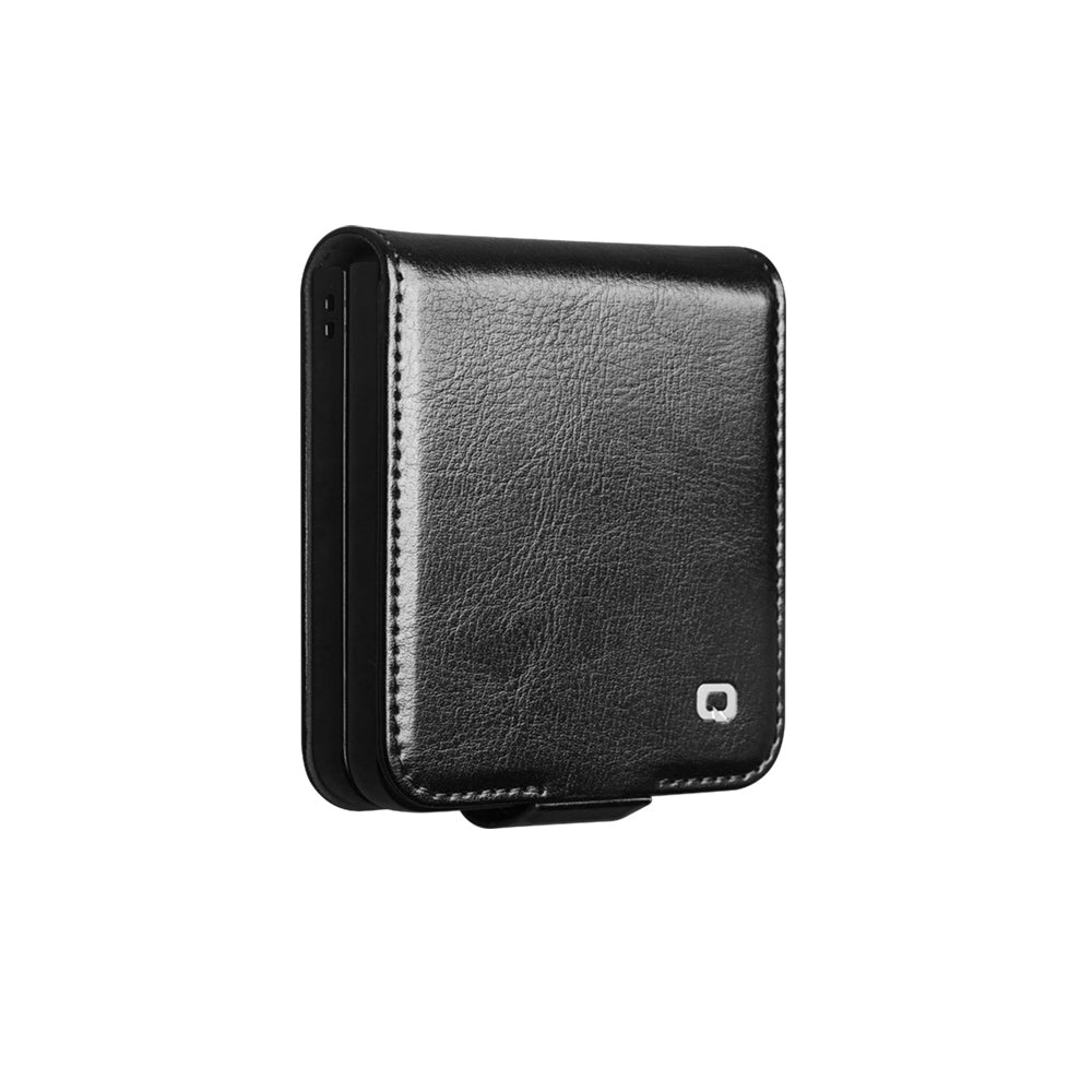 QIALINO Premium Custom Handmade Genuine Leather Fold Style Black for Samsung Galaxy Z Flip7