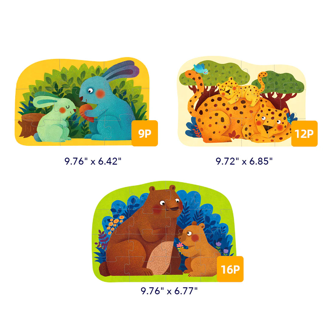 Mideer Level Up! Puzzles with Storage Bag - Level 2: Animal Families 9P-16P