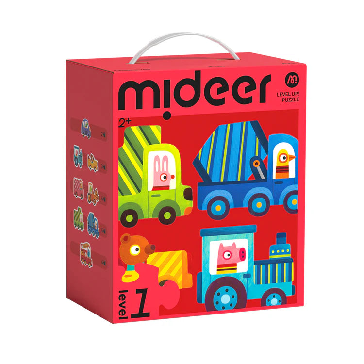 Mideer Level Up! Puzzles with Storage Bag - Level 1: Animals and Vehicles 2P-6P