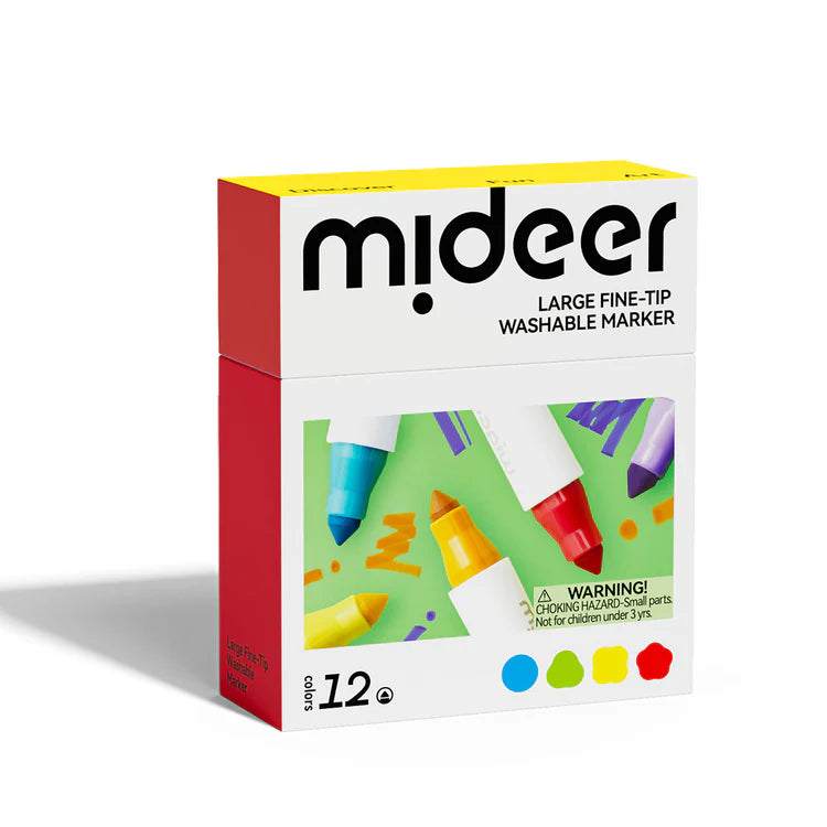 Mideer Large Fine-Tip Washable Marker 12 Colors