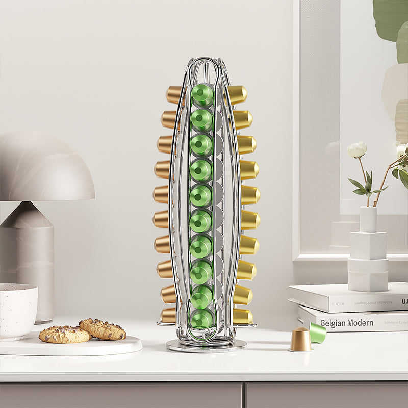 Coffee Pod Holder for Nespresso Capsules, 360-Degree Rotating Storage : Holds 40 Capsules