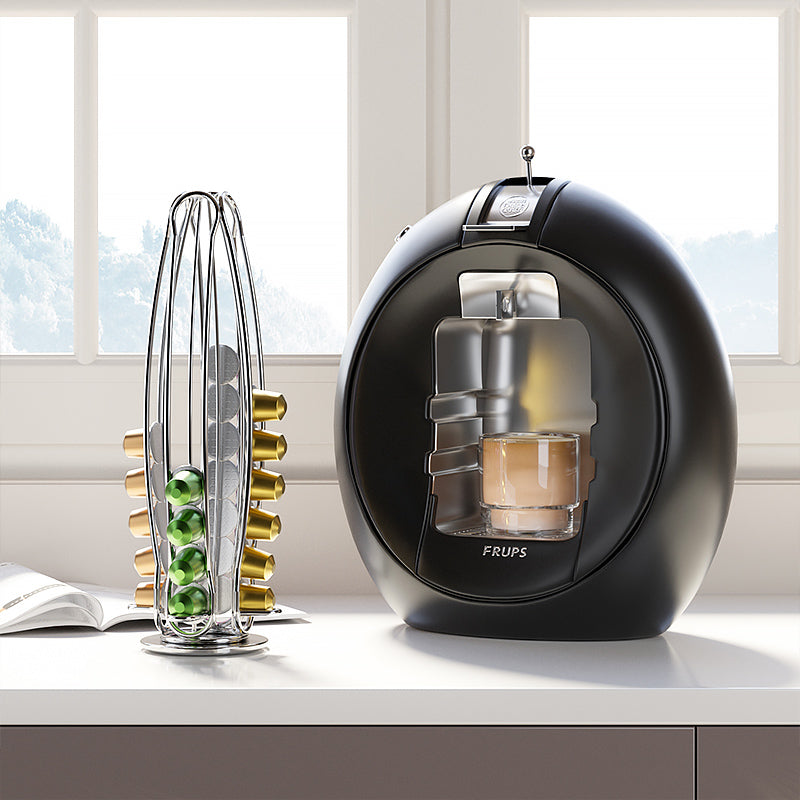 Coffee Pod Holder for Nespresso Capsules, 360-Degree Rotating Storage : Holds 40 Capsules