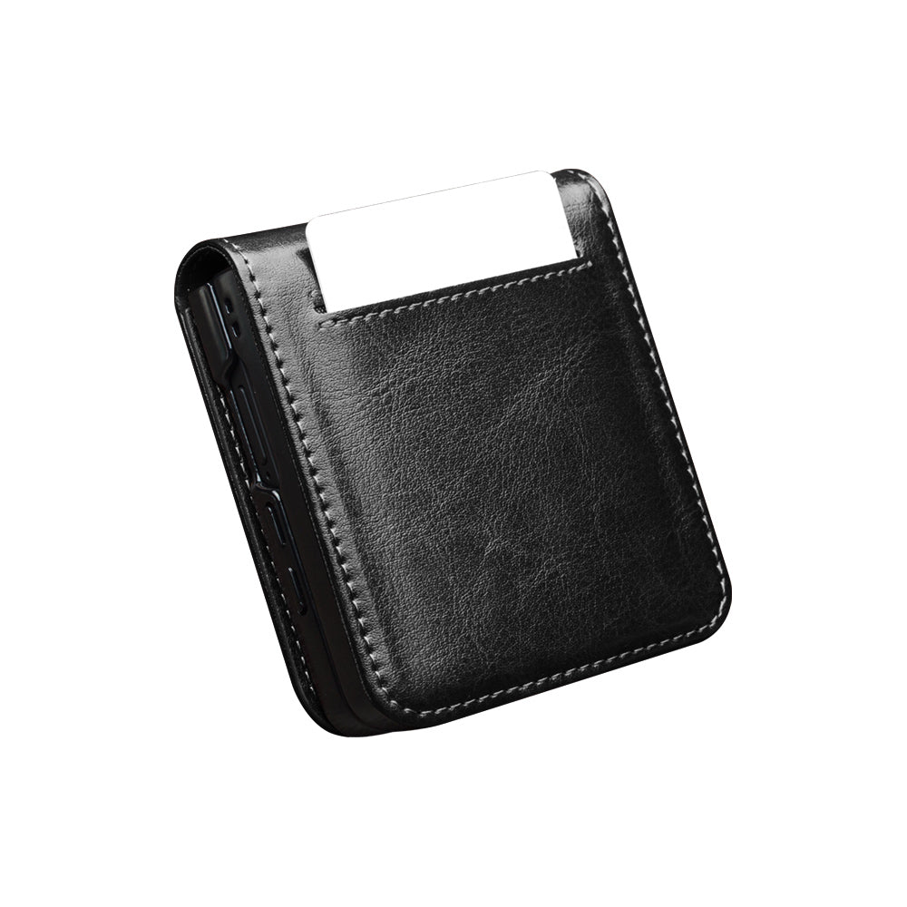 QIALINO Premium Custom Handmade Genuine Leather Fold Style Black for Samsung Galaxy Z Flip7