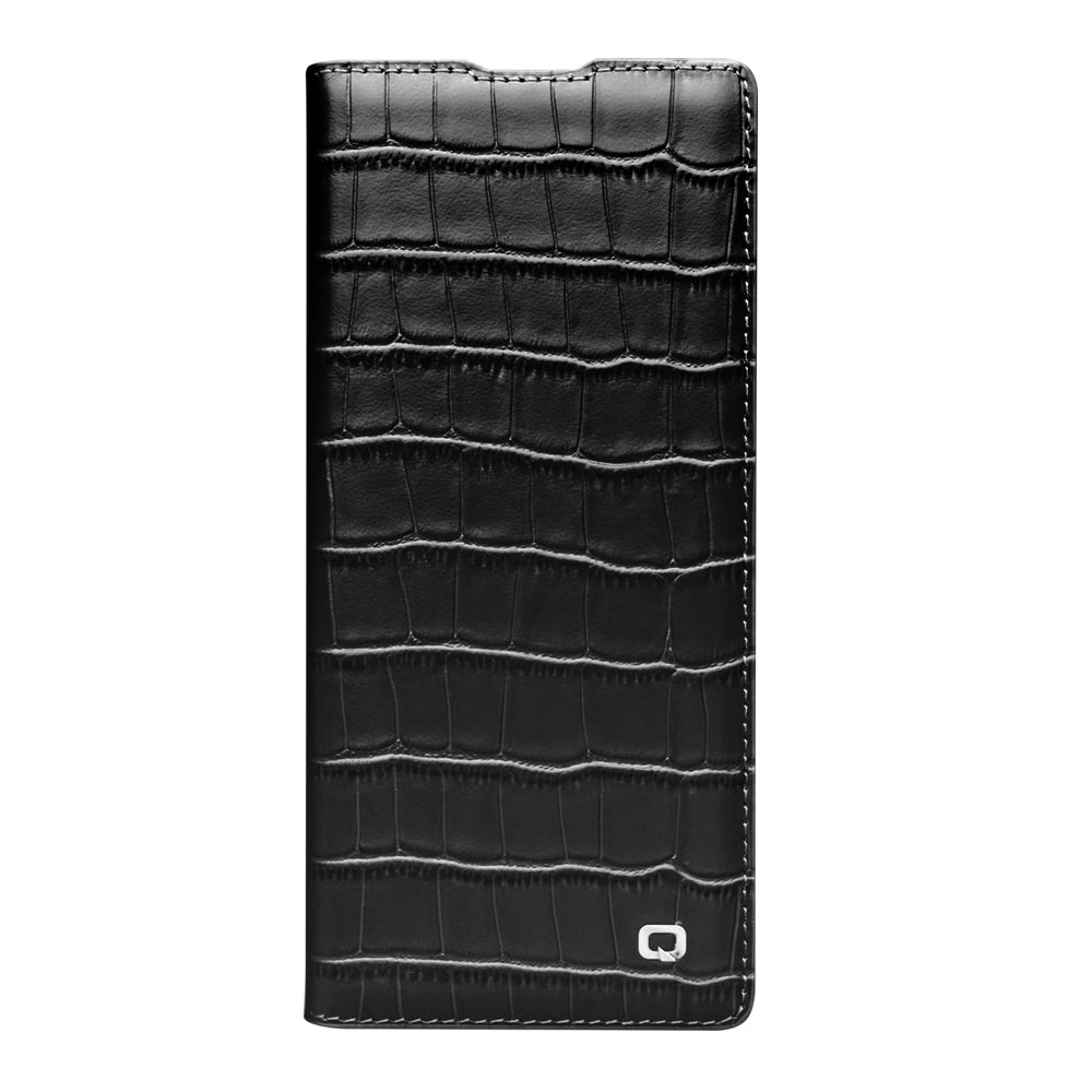 QIALINO Premium Custom Handmade Genuine Leather Alligator Grain Flip Case Black for Samsung Galaxy Z Fold7