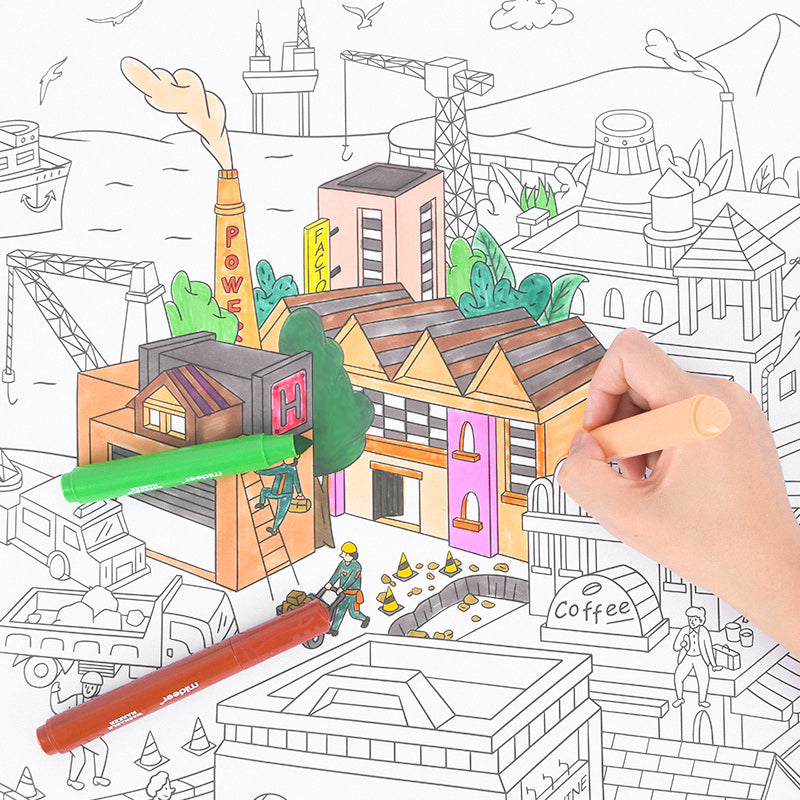 MiDeer 10 Meters Giant Coloring Scroll: City