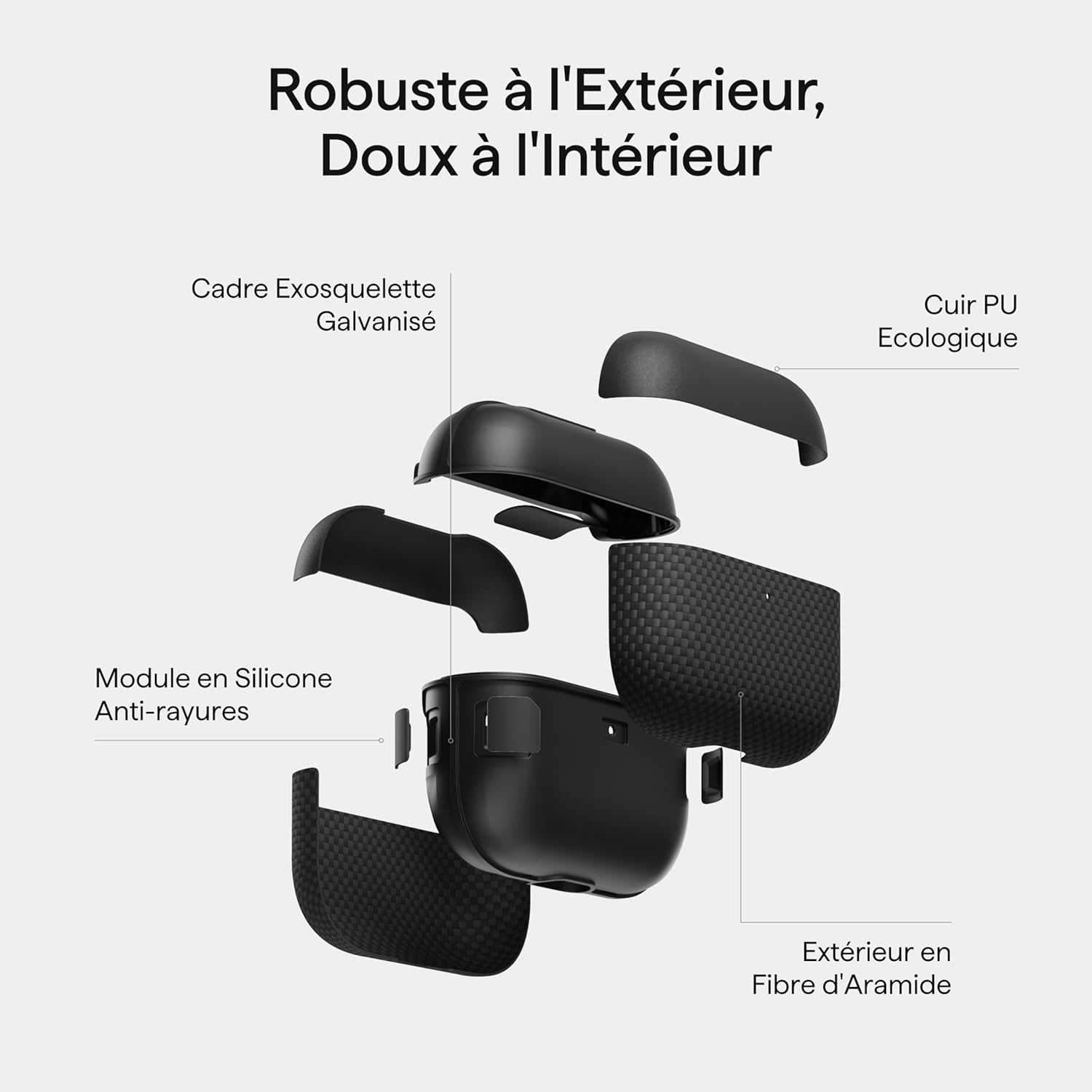 PITAKA Aramid Fiber Magnetic Case for AirPods Pro3 Black/Grey