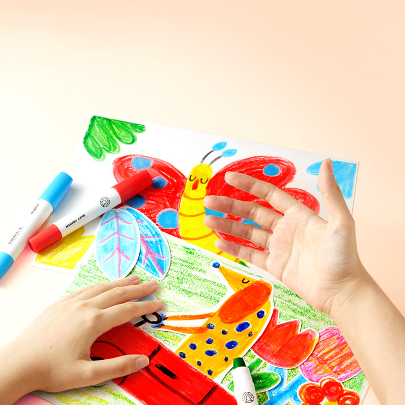 MiDeer Silky Quick-Dry Crayons Colorful Bucket 24 Colors