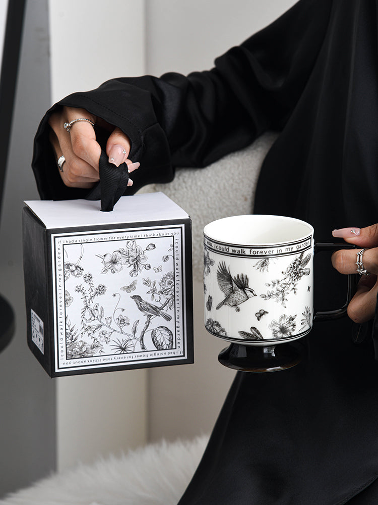 Coffe Mug French Retro Camellia Classical Vintage House Use Nordic Style 300ml