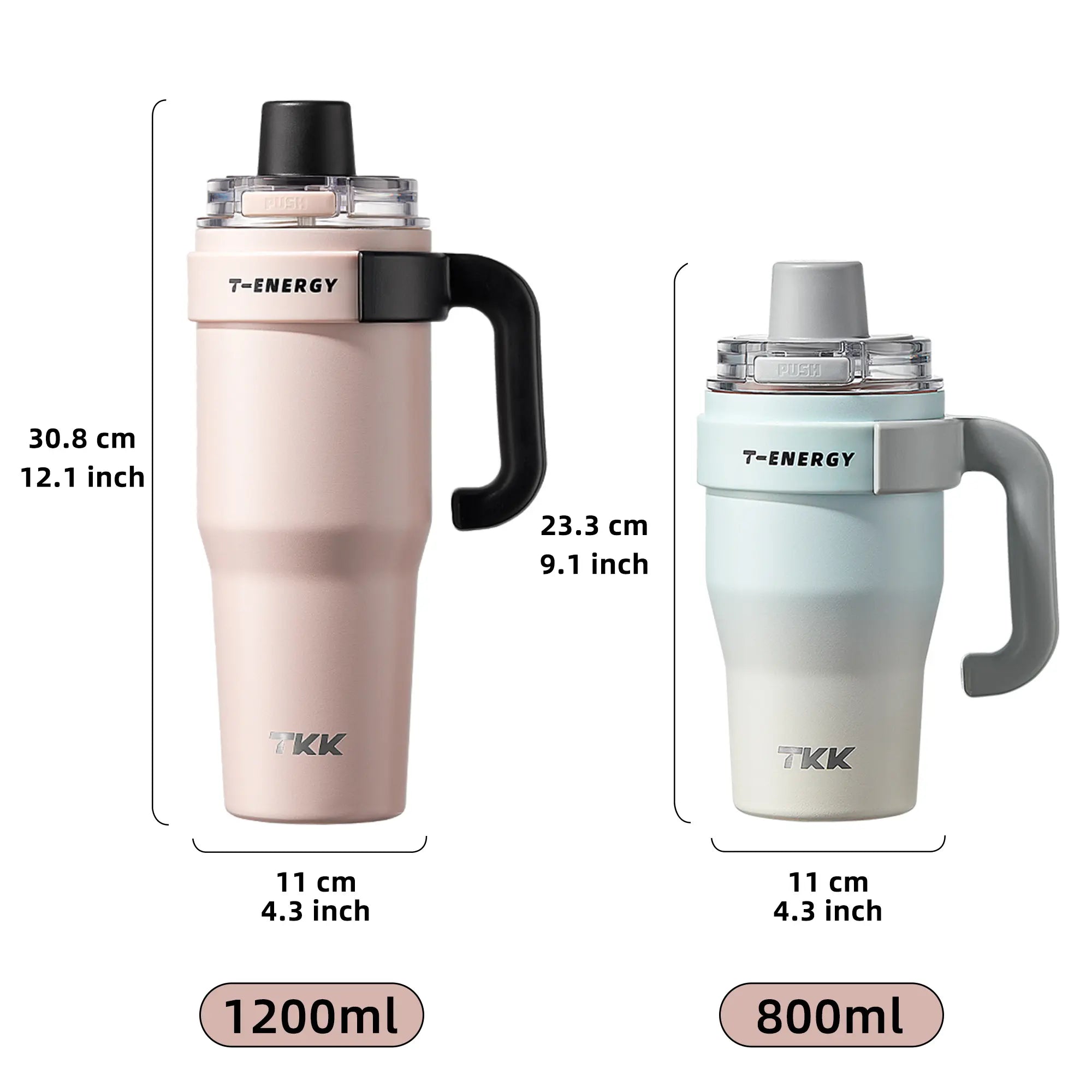 TKK Ceramic Coating Tumbler with Handle, Double Wall Vacuum Bottle With Straw and Lid, Hot for 12hrs and Cold For Up to 24hrs