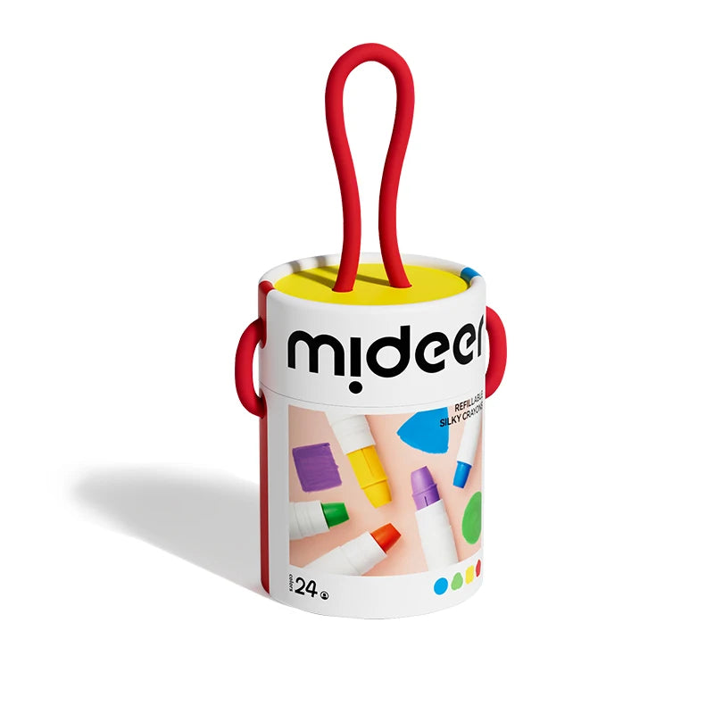 MiDeer Silky Quick-Dry Crayons Colorful Bucket 24 Colors