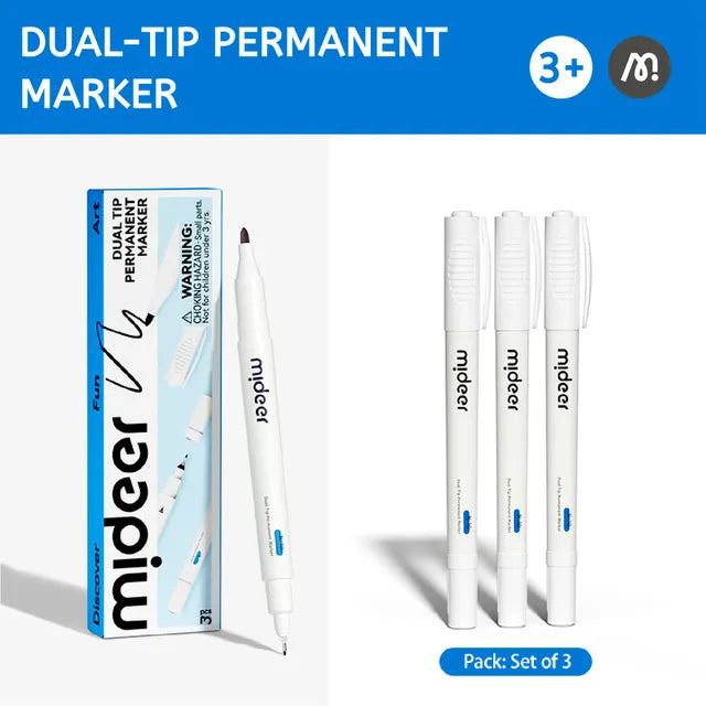 Mideer Dual Tip Permanent Markers - 3pcs