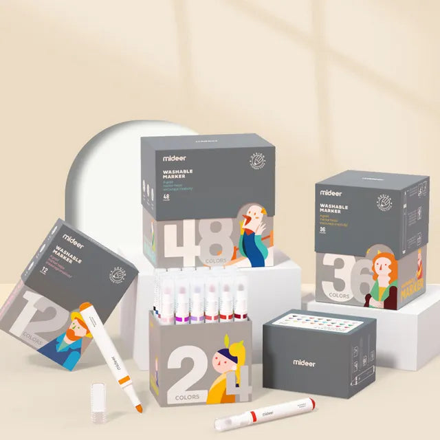Mideer Washable Marker Large Cone Head 36 Colors