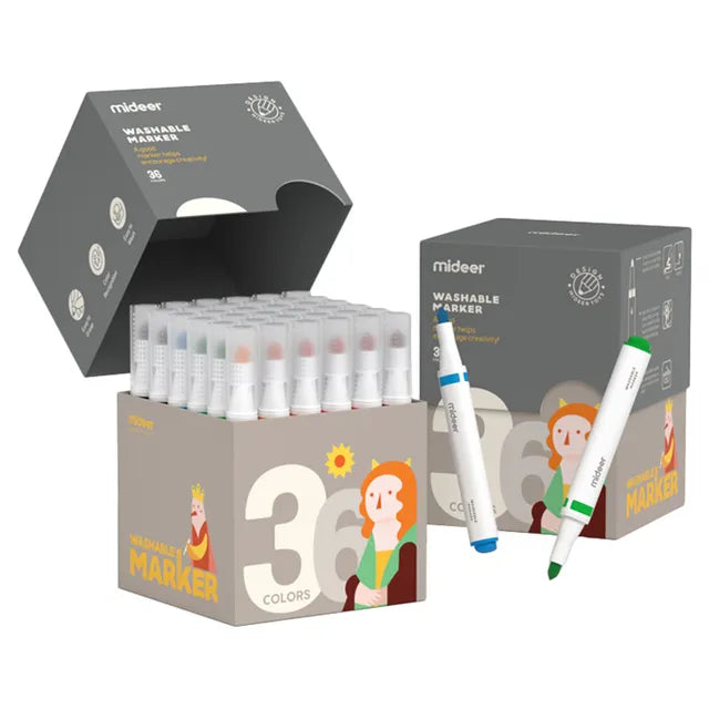 Mideer Washable Marker Large Cone Head 36 Colors