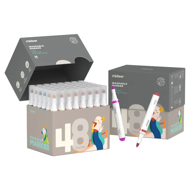 Mideer Washable Marker Large Cone Head 48 Colors