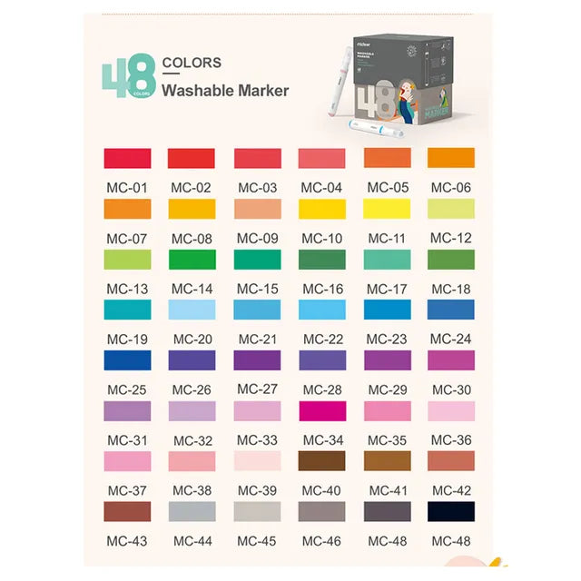 Mideer Washable Marker Large Cone Head 48 Colors