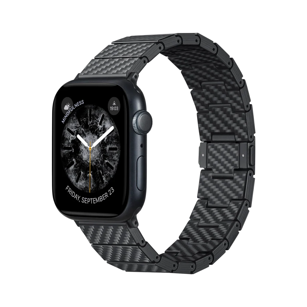 PITAKA Carbon Fiber Watch Band for Apple Watch Modern Black/Grey Twil）